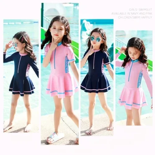 2024 Baru Gadis Baju Renang Satu Potong Pakaian Renang UPF50 + Cetak Bayi Lengan Panjang Anak Balita Bayi Pantai Pakaian Renang Anak
