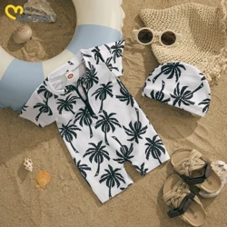 Ma & baby 0-18M nouveau-né bébé garçon maillot de bain cocotier manches courtes fermeture éclair maillots de bain + chapeau été maillots de bain maillot de bain