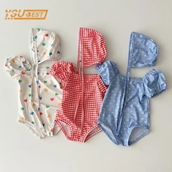 Anak-anak Bayi Perempuan Baju Renang Musim Panas Bayi Perempuan Satu Potong Pakaian Renang Anak Lengan Pendek Printing Sandy Beach Swimwear