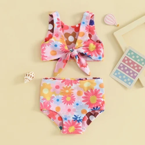 Mùa Hè Cho Bé Bơi Quần Áo Trẻ Sơ Sinh Bé Gái Đi Biển Đồ Bơi 2 Mảnh In Hoa Áo PP Quần Short Đồ Tắm