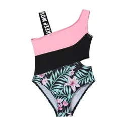 Bé Gái 1 Bơi Bất Đối Xứng Vai Khoét Hở Body Trẻ Em Bể Bơi Đi Biển Áo Tắm Đồ Bơi Cho 4-14Y Cô Gái