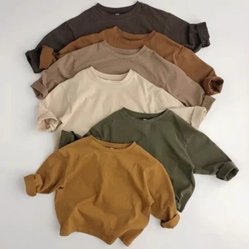 INS Baby Boys Basic trička s dlouhým rukávem Dívčí topy z čisté bavlny Dětské triko Bavlněná jarní trička Oblečení pro chlapečky