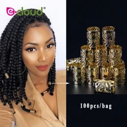 100 Stk/parti Guld/Sølv Hår Dreadlock Perler Micro Ringe Link Tube Justerbar Hårfletninger Bead Cuff Clip 10mm Hul Styling Værktøj