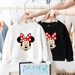 Vår/höst Baby Girl Minnie Sweatshirt Lösa långärmade toppar Mode Tecknad Disney Barn Luvtröjor Crewneck Pullovers