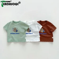 0-24M Musim Panas Anak-anak Pakaian Bayi Kaos Katun 2024 Terbaru Bayi Perempuan Lengan Pendek Kartun Singa Laut Cetak Top Tees