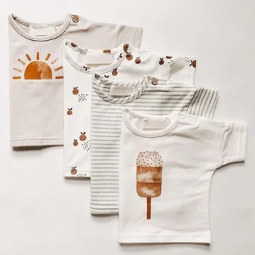 2024 Bé Bé Trai Nguyên Chất Cotton Áo THUN Nữ Tay Ngắn Sơ Mi Mềm Mại Trẻ Em Bé Gái TEE Cổ Tròn Chui Đầu Sơ Sinh Tee Tập Đi Hàng Đầu
