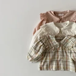 MILANCEL 2024 Våren Småbarn Baby Girl's Shirt Kläder Fritidskläder Stor krage Sweet Lapel Långärmad Toppar Blus for Baby
