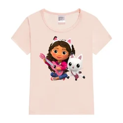 Kawaii Gabby Nhà Búp Bê Áo Thun Cho Trẻ Em Gái Hoạt Hình Tee Anime Mùa Hè Top Sinh Nhật Theo Chủ Đề Quần Áo Cổ Tròn Tay Ngắn Quà Tặng