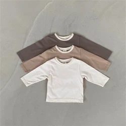 3327A Camicia che basa il bambino 2022 Autunno coreano manica lunga tinta unita T-shirt da neonato tutto fiammifero camicia che tocca la ragazza magliette e camicette