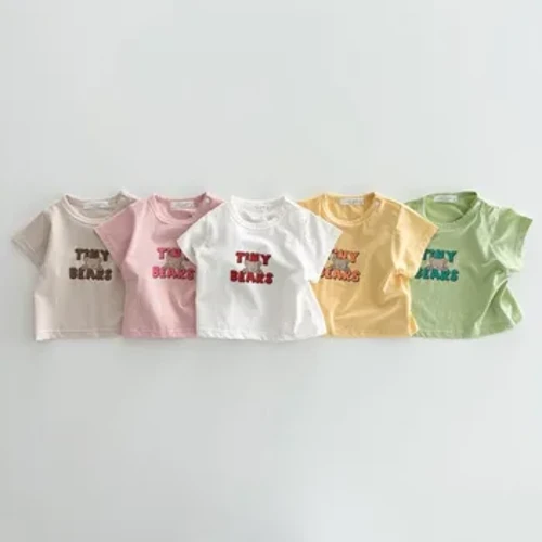 2024. gada modes vēstuļu apdruka Zīdaiņu vasaras T-krekli ar īsām piedurknēm zīdaiņu ikdienas topi Bērnu brīvi t-īši Toddler zēnu meiteņu tops