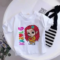 Karol G Bichota Priontáil Léine t do chailíní chartúin gleoite Tléinte Páistí Leanaí Samhraidh Tees Lapadán Muinchille Gearr Tops tee cadás