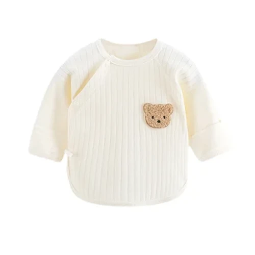 Newborn Baby Kleeder 100% Koteng Baby Boy Girl Summe Tee Top Infant Knit Bear T Shirts Sprint Hierscht Pyjamas Massiv Pullover