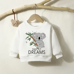 Forår og efterår piger og drenge sweater rund hals langærmet tegneserie bambus bogstavtop løs og varm