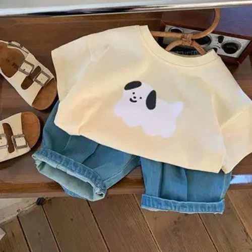 2024 Sommer Barneantrekk Toppklær Baby T-skjorter Spedbarn T-skjorter for småbarn Patch Rainbow Cotton Gutter Jenter T-skjorte