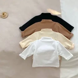 MiniAinis Musim Gugur Musim Dingin Bayi Setengah Kerah Tinggi Ski Suit Gadis Katun Kaos Anak Laki-laki Atasan Anak Underlay T-shirt Pakaian Anak