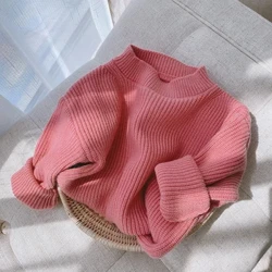 Melario Warna Solid Bayi Perempuan Wol Lembut Rajutan Sweater untuk Anak Atasan Pakaian 2023 Baru Anak Kasmir Pullover Sweater