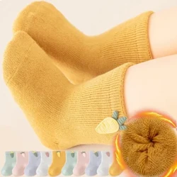 Calcetines cálidos de lana gruesa de algodón peinado para niños, calcetines de invierno con dibujos de nabo, cómodos para bebé, calcetines de tubo tobilleros suaves y gruesos