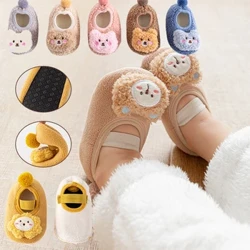 0-2Y ถุงเท้าเด็กชายหญิงฤดูหนาว WARM รองเท้าผ้าใบ Anti-SLIP ถุงเท้า First Walker Non-SLIP เด็กวัยหัดเดินทารกแรกเกิดการ์ตูนขาอุ่น