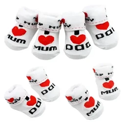 Dễ Thương Cho Bé Đôi Tất Cotton Trắng Con Yêu Mẹ/Bố 0-6 Tháng Tuổi Trẻ Sơ Sinh Bé Trai Bé Gái Bao Tay Chân Trẻ Em quần Áo