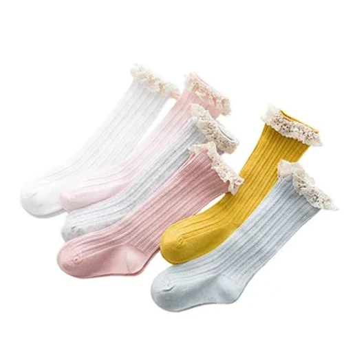 Gratis verzending kinderkniekousen met kant Goedkope spullen Ruches Sokken Kid Princess Meisjes Baby Beenwarmers Katoen