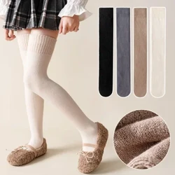Wanter Warm Kneepad Velvet Kanner Lang Socken Déck Woll Been Warmer Thermal Foot Cover Solid Faarf Meedchen Strick Strumpf