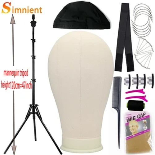 Training Mannequin Head Canvas Block Head Display Styling Mannequin Manikin Head WigStativ Stand Gratis Get T Pins Wig Install Kit