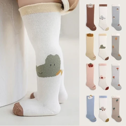 Trẻ Em Rời Chân Ấm Đầu Gối Cao Dài Đôi Tất Cotton Mùa Thu 2023 Mới Sơ Sinh Cho Bé Phong Cách Hàn Quốc Tất Cho Bé Trai bé Gái Vớ