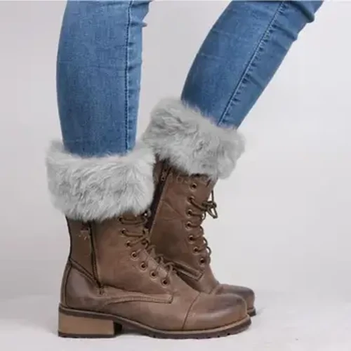 Womens Winter Warm Gehaakt Gebreid Bont Trim Beenwarmers Manchetten Toppers Boot Sokken