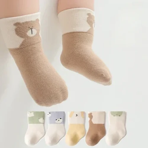 Calzini per bambini autunno inverno Scaldamuscoli simpatico cartone animato Addensare Chaussettes ad alta elasticità Calzini per neonati Caldi calzini in spugna per bambini 0-3 anni