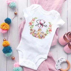Cá Tính Bé Jumpsuit Tên Tùy Chỉnh Sơ Sinh Áo Liền Quần Cho Bé Gái Động Vật Dễ Thương In Hình Trang Phục Cho Bé Gái Quần Áo Trẻ Sơ Sinh Tắm Quà Tặng