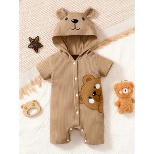0-9 mau mahina pēpē keiki kāne liʻiliʻi ʻulaʻula ʻulaʻula pōkole lima Bea Paʻi Hooded Romper Fashion nani Jumpsuit kiʻi ʻaʻahu