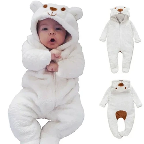 Nyfödd pojke flicka Barn Björn Huva Romper Jumpsuit Bodysuit Kläder Outfits Långärmad Playsuit Småbarn One Piece Outfit