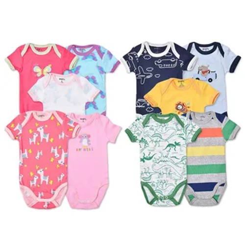 5 stk 3M-24M kortærmet bomulds winggle-in jumpsuit spædbarn baby bodysuit