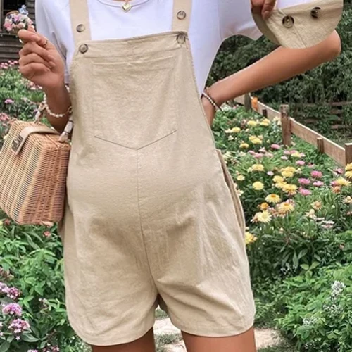Mood kuummüüv rasedate naiste kindel värviväljakuga jumpsuit, kus on reguleeritav vöökoht mitu värvi