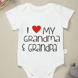Jeg elsker min bedstemor og bedstefar Prnit Bomuld Baby Onesie Minimalist Letters Series Summer Comfy Y2K 0-24M Jumpsuit til spædbørn Dropship