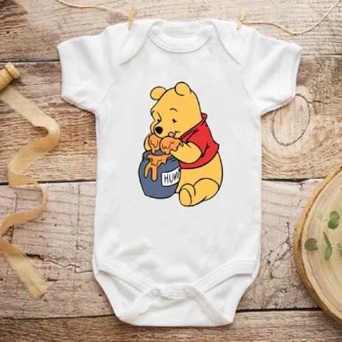 Winnie The Pooh Disney Bear Baby Bodysuit Bayi Baru Lahir Lengan Pendek Baju Monyet Balita Anak Laki-laki Anak Perempuan Jumpsuit Pakaian Body Ropa Bayi Onesies