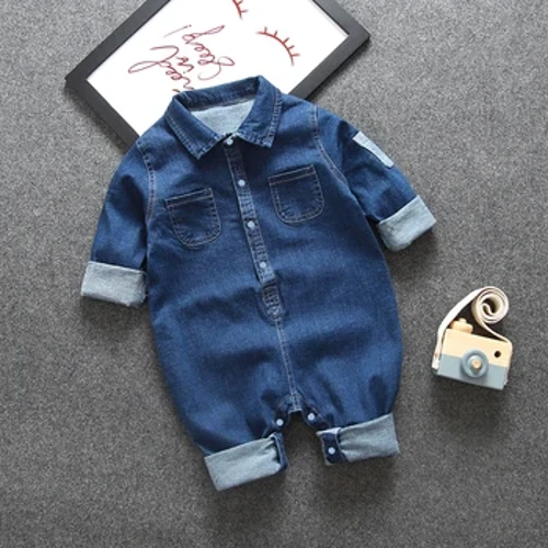 DIIMUU Baby Barn Pojkar Kläder Romper Småbarn Barn Overall Jeansbyxor Casual Jumpsuits Långärmade Modebyxor