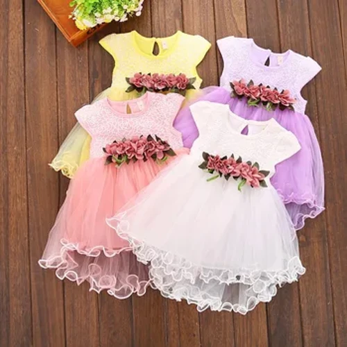 Musim Panas Bayi Gadis Pakaian Floral Renda Tanpa Lengan Katun Gaun Putri Gaun Pesta Gadis Set Pakaian Bayi 0-2Y