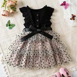 Polka Dot Tanpa Lengan Tulle Anak Gaun Putri untuk Anak Perempuan Musim Panas Pernikahan Pesta Ulang Tahun Vestido Anak Pakaian Kasual