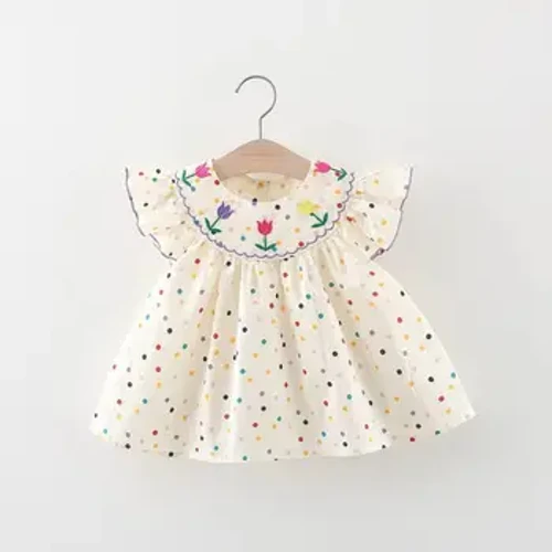 Kislányruhák Nyári Hercegnős Virágok Szoknya Kislányruha 73-100cm Divat Gyermek Gyerekruházat Pamut Lovely Color Dot