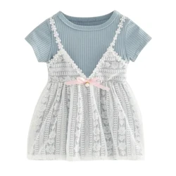 Abiti estivi per bambini Abiti da principessa in pizzo floreale Abiti da principessa in cotone Abiti da bambino in cotone Abiti per bambini per ragazze 0-2 anni