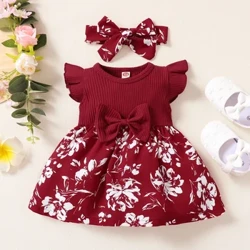 ʻAʻahu no nā kamaliʻi 3-24 mau mahina ke ʻano Kōlea ʻano ʻano lima ʻulaʻula nani Floral Princess Nā ʻaʻahu ootd no nā pēpē pēpē hou.