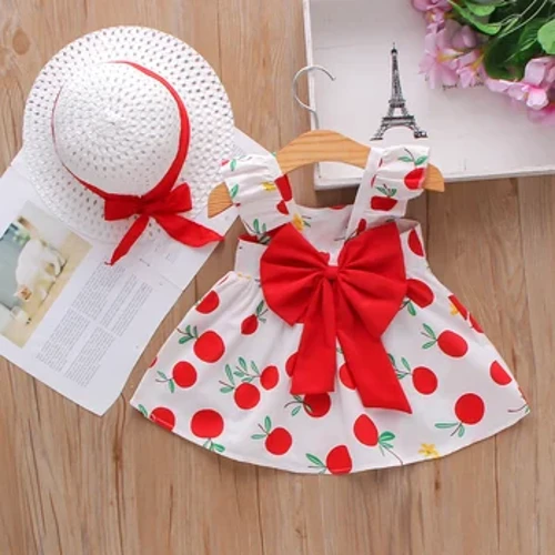 Robe d'été en coton pour bébé fille, imprimé de fruits, à la mode, vêtements confortables et respirants, nouvelle collection
