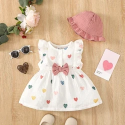 2 Chiếc Áo Bộ Quần Áo Sơ Sinh Bé Gái In Hình Tình Yêu Đầm Không Tay Có Mũ Thời Trang Mùa Hè Dễ Thương Mặc Cho Trẻ Sơ Sinh Bé Gái 0-9Months