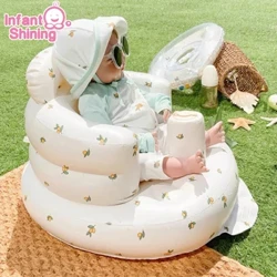 Silberfarbenes Baby Aufblasbares Babysofa Kinder Puff Tragbare Badestühle PVC Multifunktionssitz Übung Sitzen Badehocker
