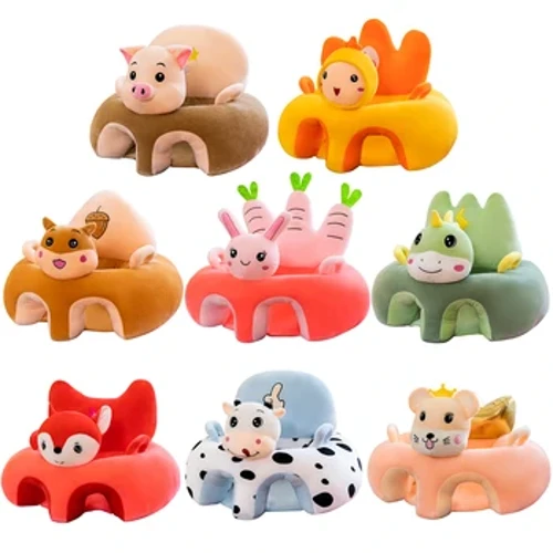 Funda de asiento de apoyo para sofá de bebé, cojín cómodo para aprender a sentarse con dibujos animados, asiento portátil para niños y bebés sin algodón