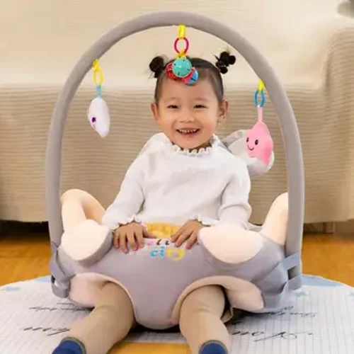 Bebê infantil sofá capa de assento respirável cristal veludo assento do bebê cadeira apoio brinquedos animais para crianças aprendendo sentar
