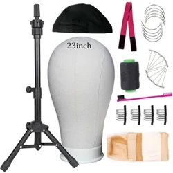 23 Zoll Perücke Kapp Mannequin Kapp mat Perücke Stand Stativ, Manikin Canvas Head Set fir Perücken Making Display mat Perückenkappen, T Pins Set