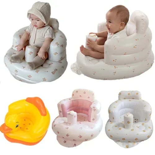Babysits Multifunktionell uppblåsbar sits badrumssoffa Baby matstol Matning badpall Uppblåsbar fåtölj babystol