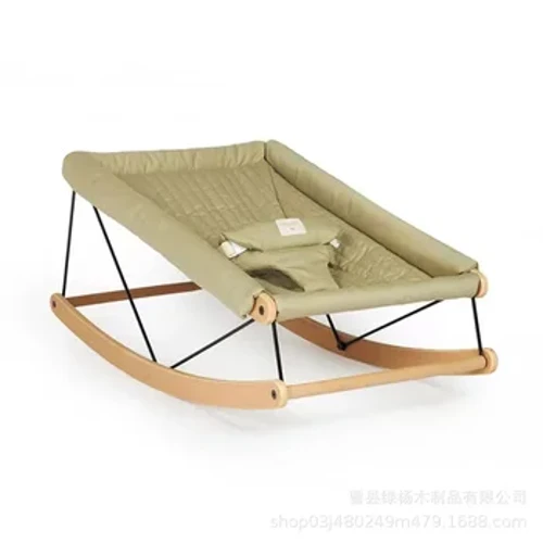 Kursi goyang bayi kayu, buaian bayi, rak mainan, bantal bayi kayu solid